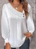 2024 Independent Station Wish Amazon, Spring and Summer Simple Fashion V-neck Button Solid Color Long-sleeved Shirt Women