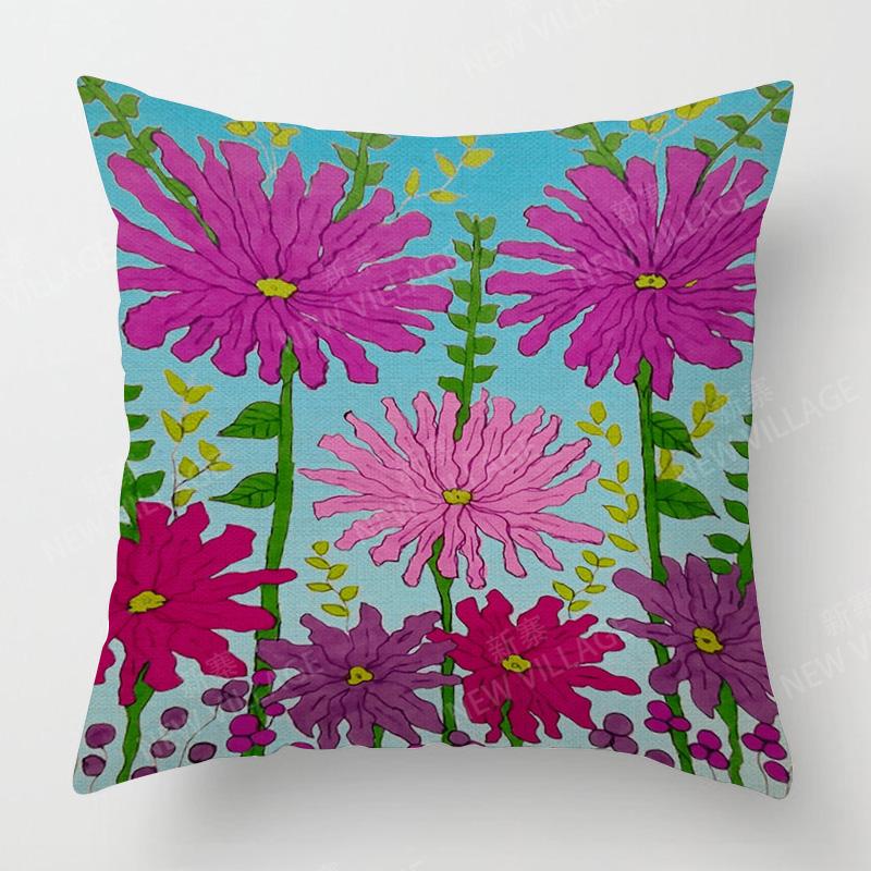 Vibrant Garden Pillowcases  Colorful Floral Designs for Home Decor Perfect Spring Gift with Trees Flowers  Moon Scenes