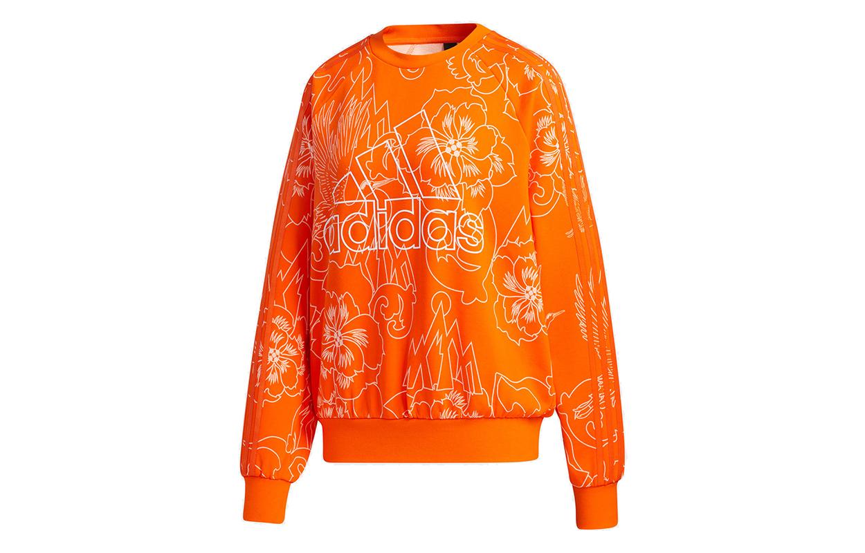 Adidas Sweatshirts Women s Orange Crew Neck Moderate Regular GT6487 S