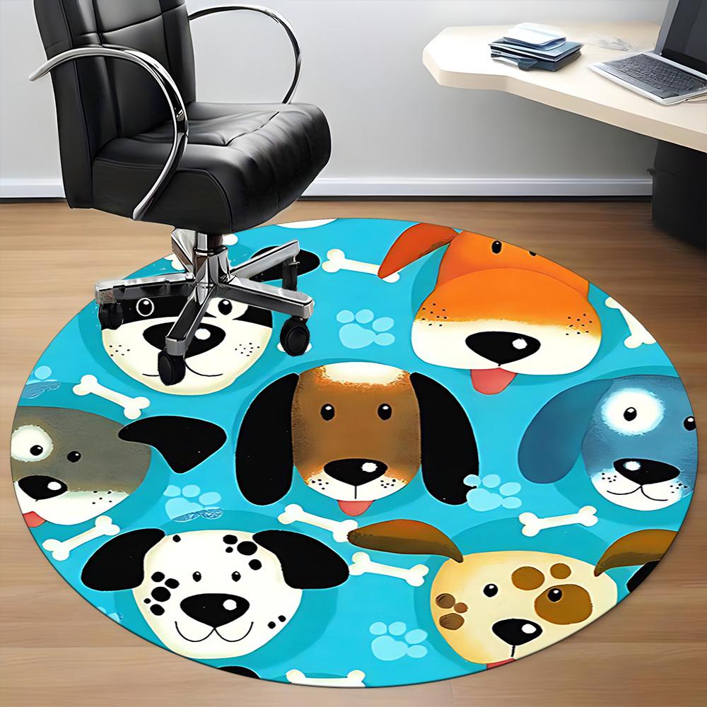 1PCDogs Bones Office Round Area Rug,  Mat Suitable For Office, Under Office Chairs Bedroom Living Room Home Decor, Room Deco