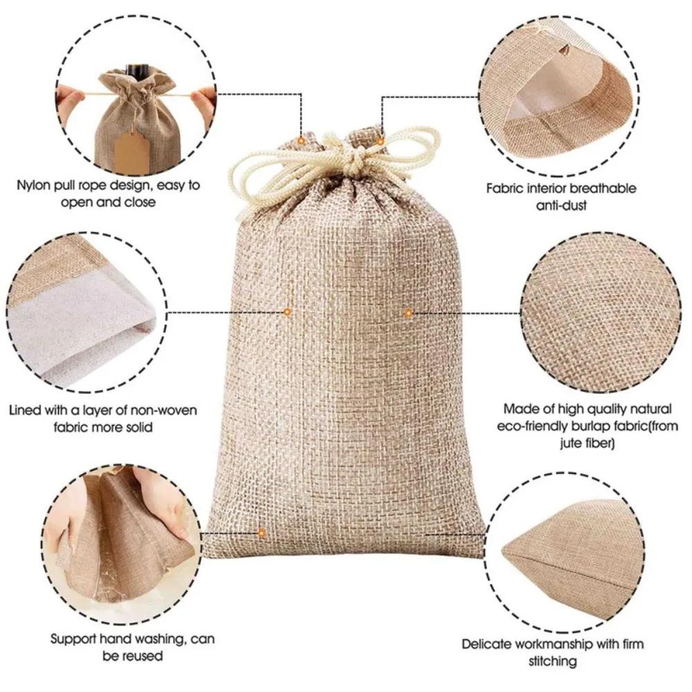 2025 Hot Christmas Burlap Drawstring Bag Festive & Party Supplies Children Drawstring Candy Bags Christmas Gift Bags