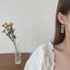 Retro Hong Kong Pearl Square Tassel Clip-On Earrings - French Style, Elegant & High Quality