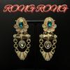 Medieval Earrings Vintage Court Style Drop Glaze Enamel Color Camellia Stud Earrings Plated 24k Gold