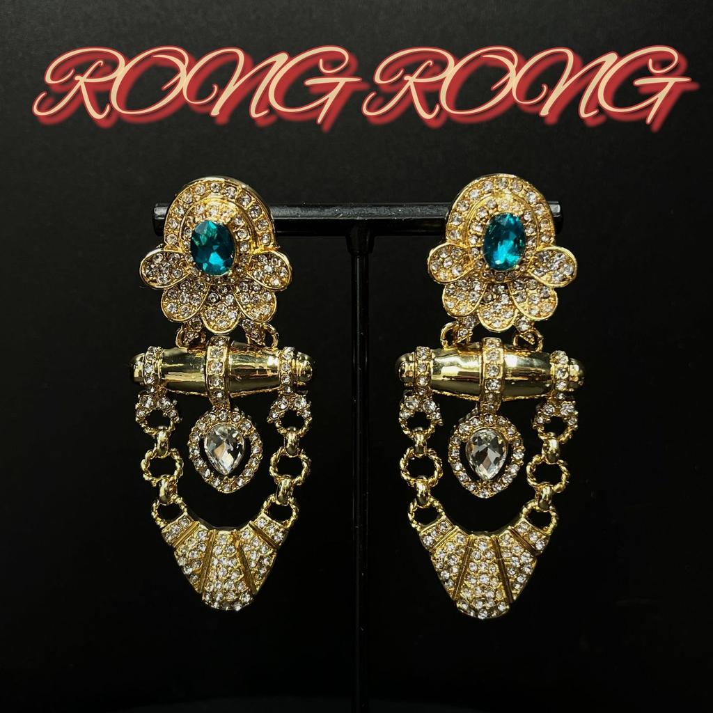 Medieval Earrings Vintage Court Style Drop Glaze Enamel Color Camellia Stud Earrings Plated 24k Gold