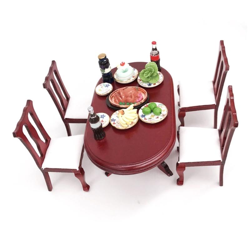 Doll House Chair Table Model Dining Set Realistic Table Dollhouses Chair Realistic Play Chair Realistic 1:12 Model Toy