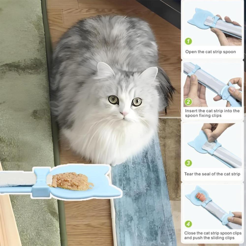 Cat Strip Feeding Squeeze Spoon Wall Mountable Liquid Food Dispenser Convenient Pet Feeding Tool