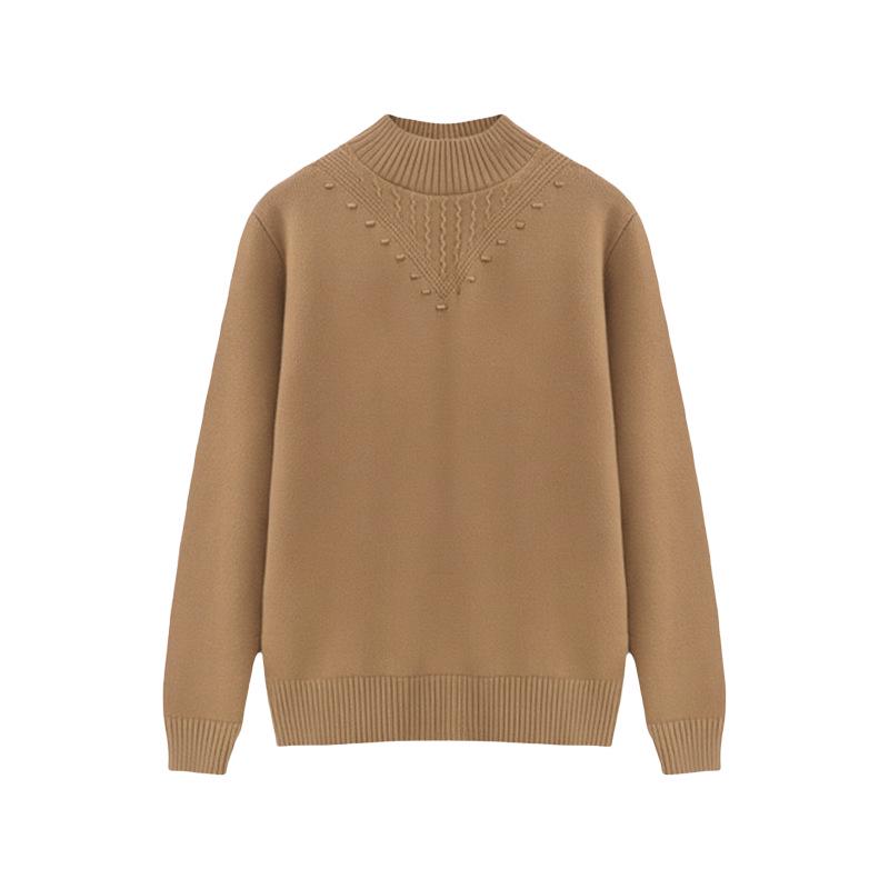 Women's Knitted Velvet Sweater: Loose-Fit, Round Neck, Long-Sleeve, One Size, for Middle-Aged & Elderly