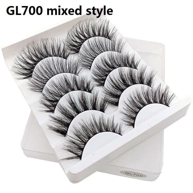 

5 Pairs Multipack Mink Hair False Eyelashes Wispy Fluffy Long Natural Lashes Eye GL700 mixed style