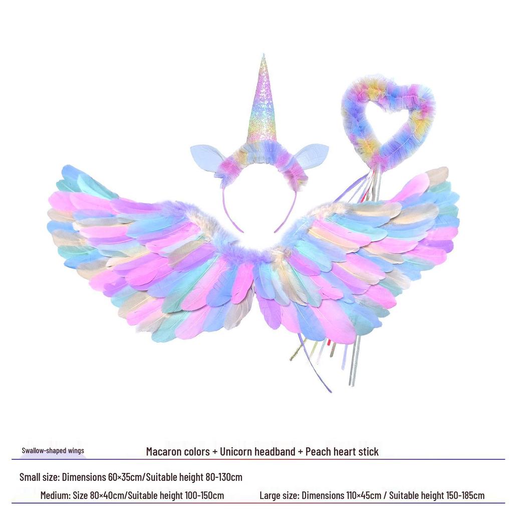 Glowing Elf Fairy Wand with Angel Feather Rainbow Wings - Little Girl's Birthday Gift & Stage Prop