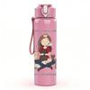 1PC Girl Sitting With Dog Cartoon 750ml Color Plastic Sports Water Bottle Leakproof Flip Straw Lid Suitable for Sports Office Home Use