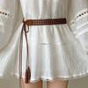 Ethnic Style Brown Leather Waist Belt for Women's Dress Decoration - Ideal for Desert Tourism & Northwest Travel Outfits