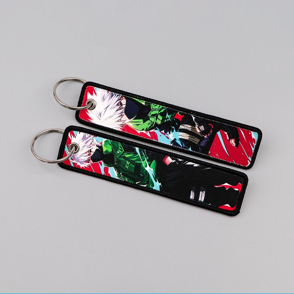 Manga Anime Embroidery Key Fobs Key Tags Keychains for Motorcycles Cars Keyring Cosplay Accessories Bag Decoration Gifts