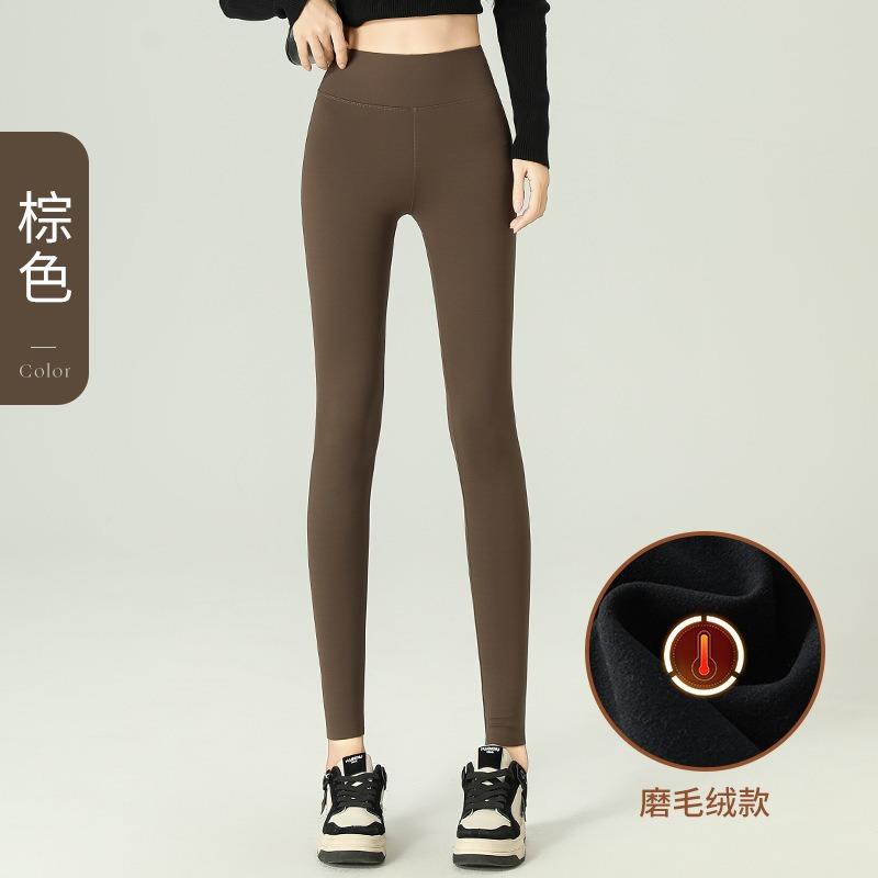 Grey Shark Pants Women Wear Autumn and Winter High Waist Thin Yoga Leggings Warm and Velvet Leggings Nine Points