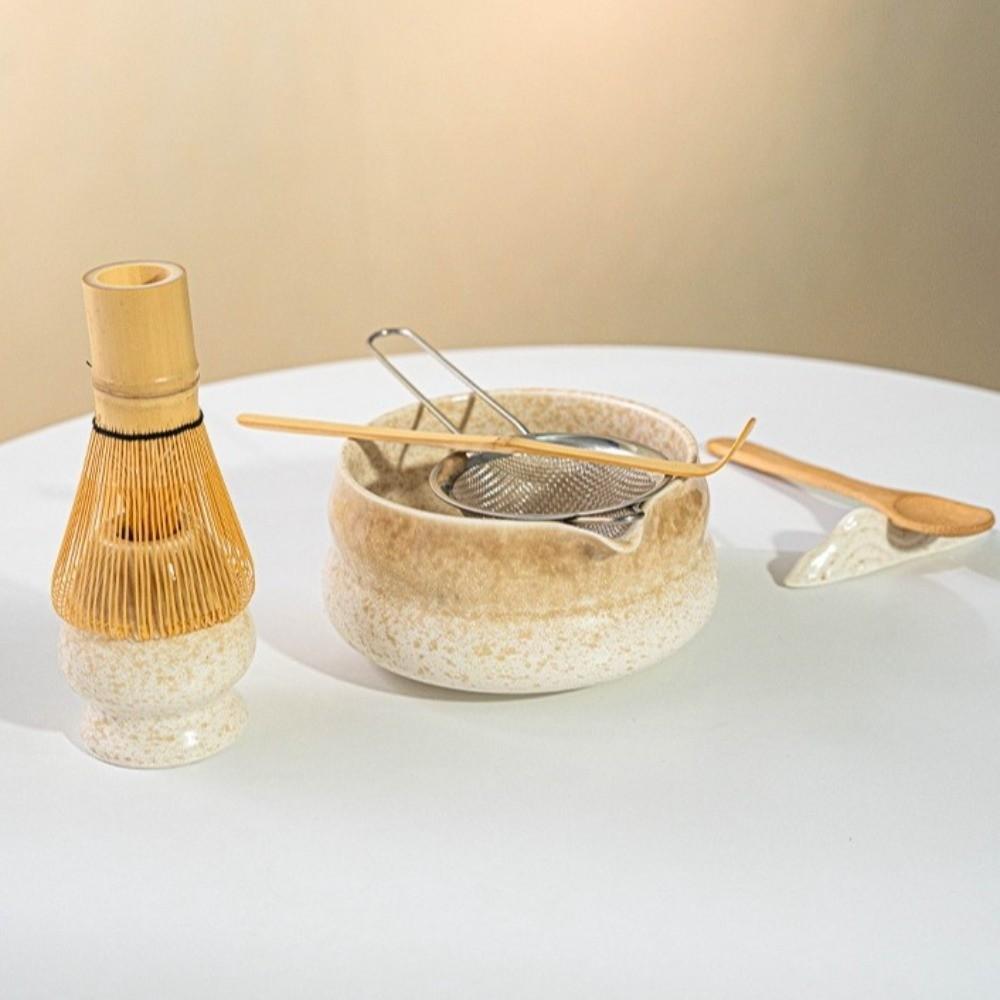 Matcha Spoon 4-piece Matcha Bowl Set Bamboo Ceramic Tea Set Accessories Ceramic Japanese Matcha Tea Set Tea-Making Tools