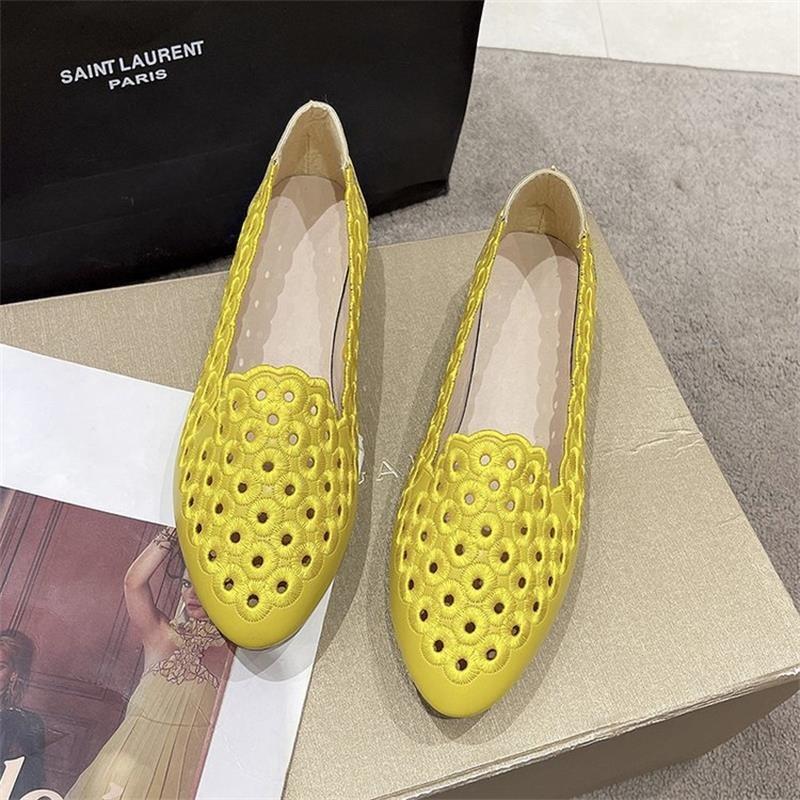 Retro Hollow Pointed Head Low Heel Fashion Casual One Foot Stirrups