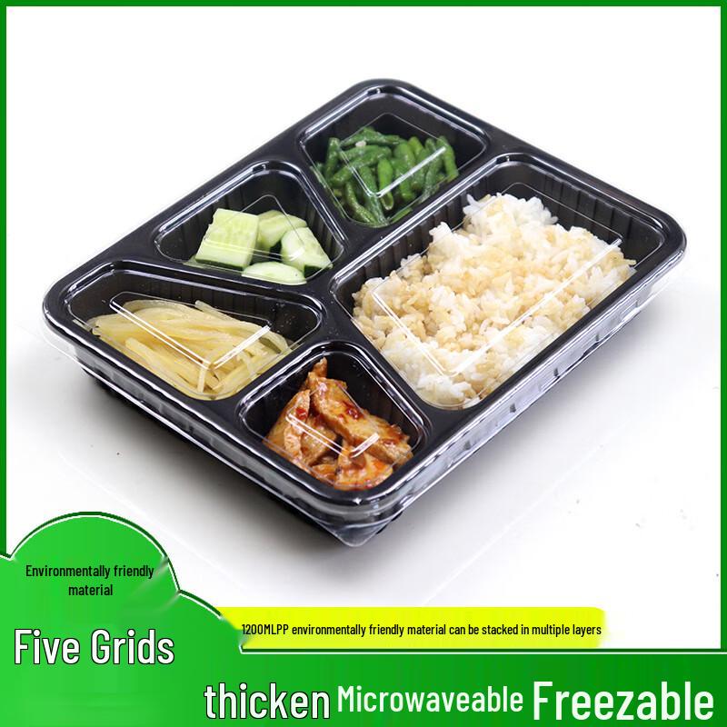 HUIHUADU Microwaveable Five-Compartment Disposable Meal Boxes