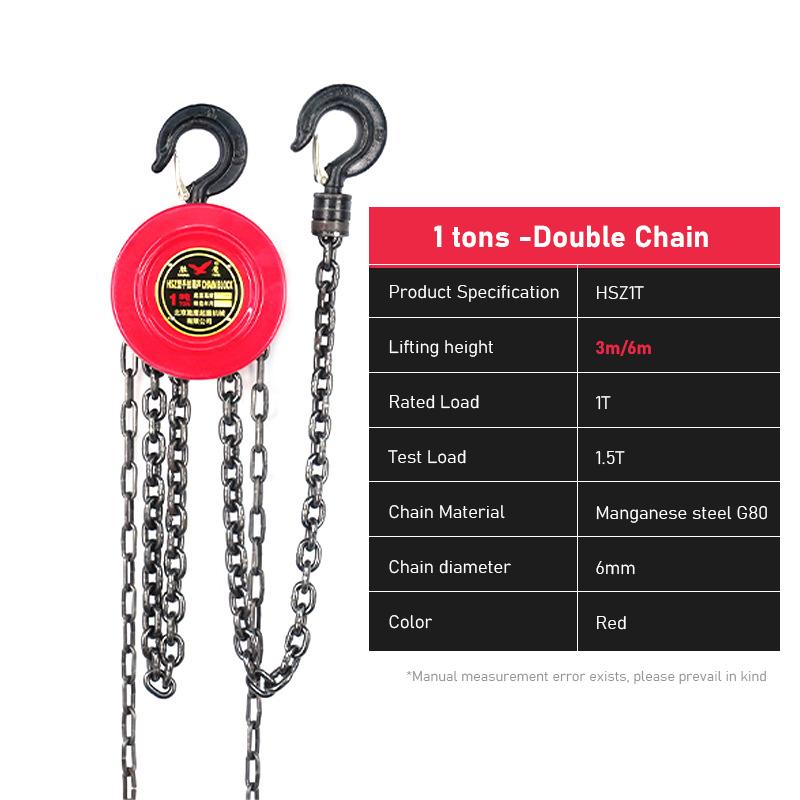 Manual Chain Hoist Mini Portable Round Hoist Steel Domestic Industrial Lifting 1T 2T 3T Lifting Chain Crane Hoist Accessories