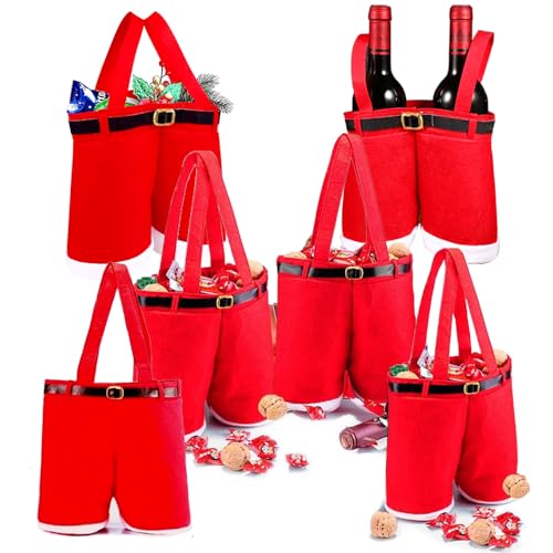 

Homecube Red Christmas Candy Bag Wine Holders Santa Pants Gift and Treat Bags with Handle Portable Candy Gift Baskets Gift Wrap 25x32cm червоний