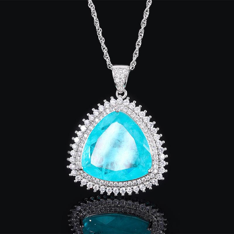 Huabi Jewelry European and American Fashion Simulation Color Treasure Women's Sweater Chain Pendant Main Stone 23 * 23