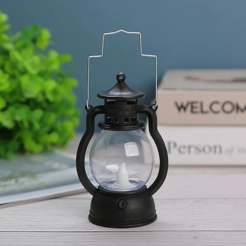 Retro Portable Lantern Vintage LED Light Christmas Decoration Halloween Electronic Candlestick Bar Atmosphere Layout Light