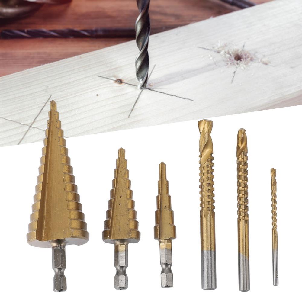 6pcs High Speed Steel Step Drill Bit Set 4-32mm High Speed Steel Bits  Woodworking