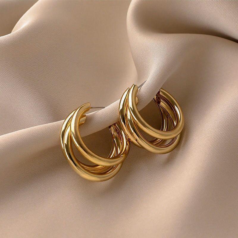 Retro Metal Earrings for Women In Europe and America, Exaggerated Geometric Earrings, Niche Design, Light Luxury, High-end, Temperament Earrings