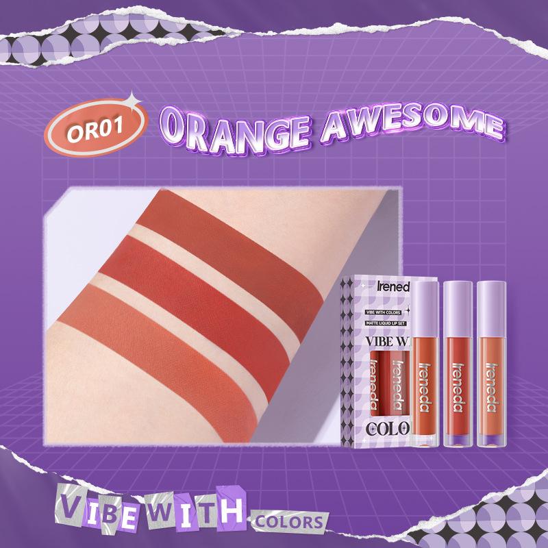 JYL IRENEDA Набор матовых блесков для губ с антипригарным покрытием S01 OR01_53.4g телесный