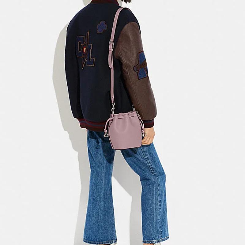 Coach Crossbody Bag Camila Camila 17 Solid Color Carriage Logo Nameplate Hardware Buckle Logo Pendant Drawstring Closure Cow Leather Small Size