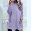 Women's Casual Long-Sleeve Plush Sweater with Pockets, Autumn/Winter Collection