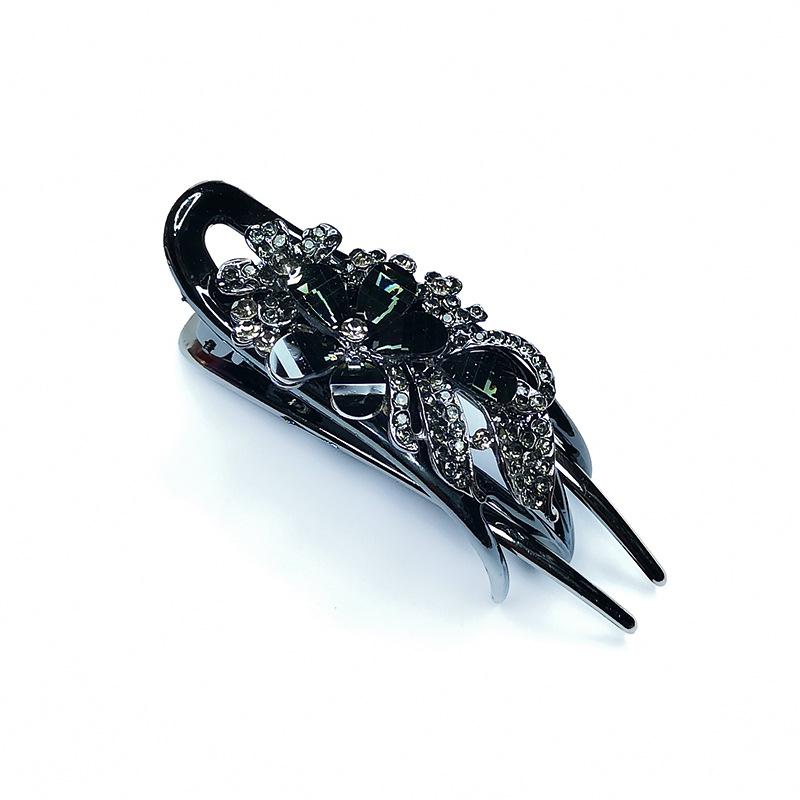 Elegant Korean Hair Bun Rhinestone Black Claw Clip