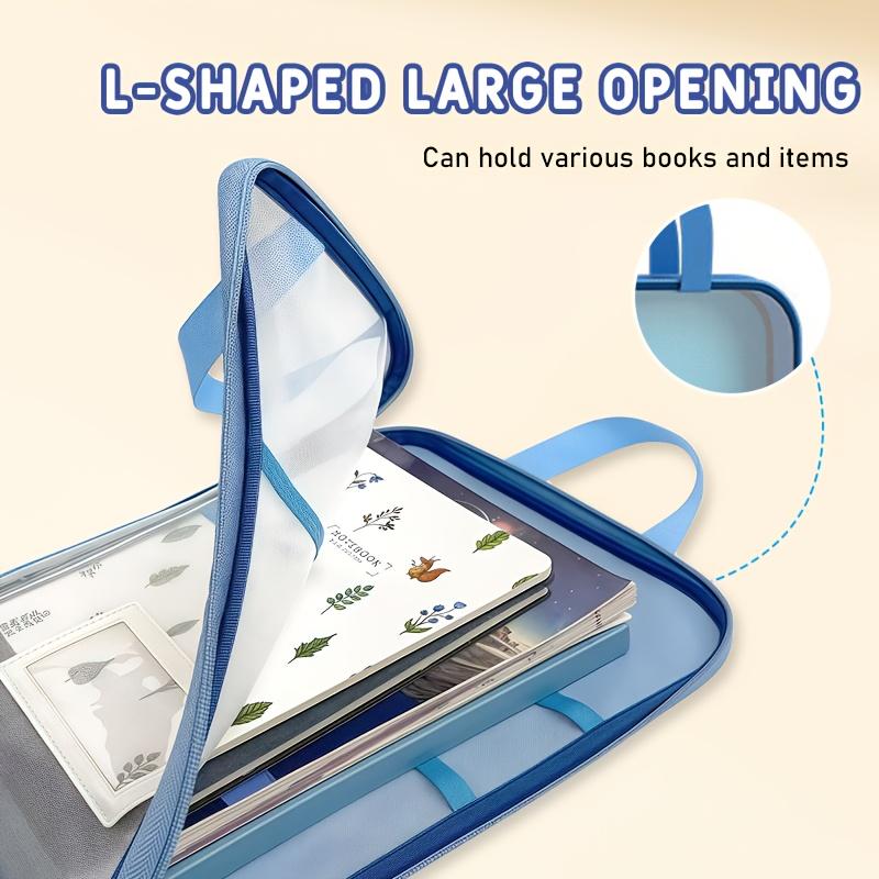 Gradient Mesh A4 File Folder, 4-layer Classified Storage, Portable with Handle, Ideal for Student and Office Use.