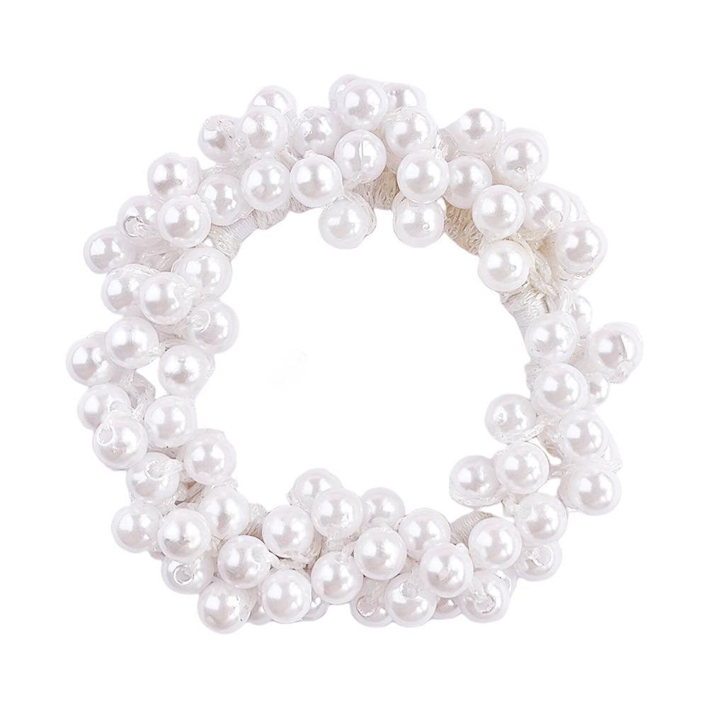 Woman Elegant Pearl Hair Ties Beads Girls Bow Scrunchies Rubber Hairbands Ponytail Holders Hair Accessories Elastic Hair Bands