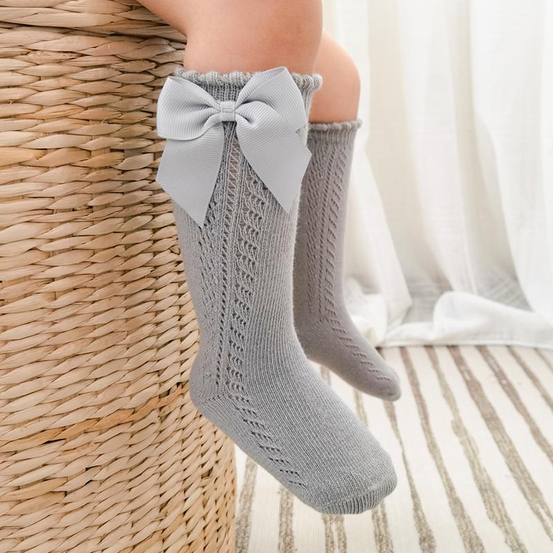 Baby Girls Socks Toddler Spanish Style Bow Cotton Mesh Breathable Newborn Infant Socks 0-5 Years