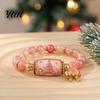 Women Christmas Bracelets Story Beaded Bracelet, Bracelet with Santa Reindeer Snowman House Candy Stretchy Cane Tree Pattern, Elastic Colorful
