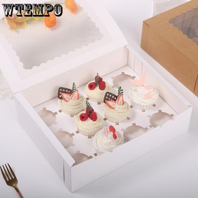 10 ΤΕΜ. 32,5*24,8*9 εκ. 12 κοιλότητες Κουτιά συσκευασίας Cupcake Ζαχαροπλαστικής ψησίματος Κουτιά συσκευασίας Cupcake Διάφανο παράθυρο Κουτιά τάρτας αυγών