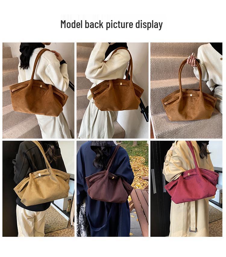 2025 Women's Suede Tote Bag - Large Capacity, Frosted Finish, Versatile Handbag for Autumn/Winter