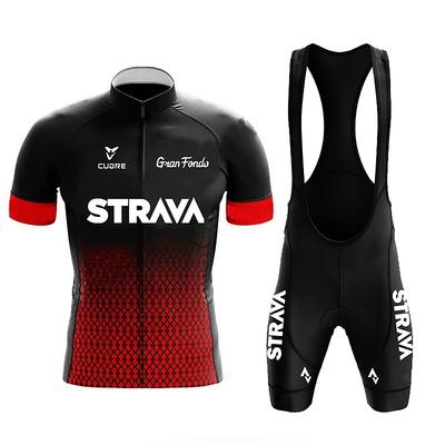 2026 Strava Cycling Jersey Set Mens Bib Shorts Bicycle Short Sleeve Cycling Clothing Bike Maillot Ciclismo Hombre Black Sets For MTB