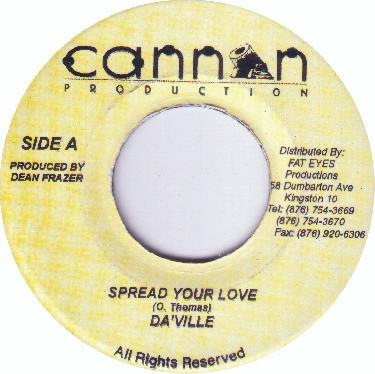 7inch Record DAVILLE - Spread Your Love NONE Cannon Producti Jamaica Reggae, Ska & Dub Used
