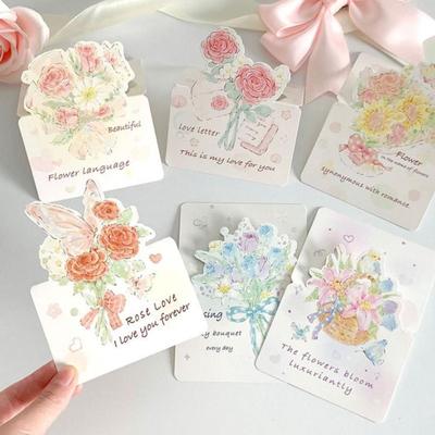 Jolie Carte de Vœux Bouquet de Fleurs 3D Cartes Décorées Rose Cartes Message Carte de Remerciement Cadeaux de Thanksgiving