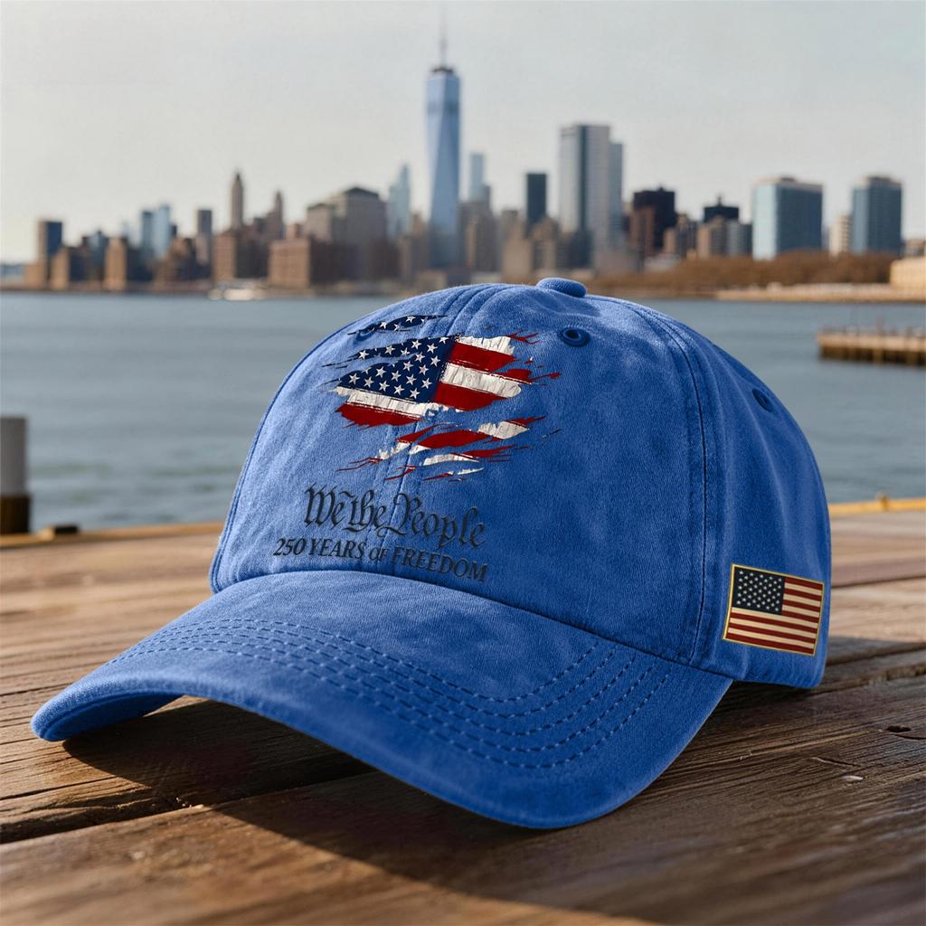 Unisex USA 250th Anniversary Printed Distressed Washed Baseball Cap | Patriotic Vintage Hat For Celebrations