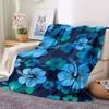 1pc Blue Floral Print Blanket Warm, Cozy, And Soft, Suitable for Sofas, Beds, Cars, And Office Use.Perfect for Camping And Travel, Making It a Great G