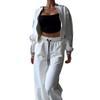Cross-border women's clothing casual contrasting color short zipper cardigan trousers sports suit fashion jacket sweatpants suit