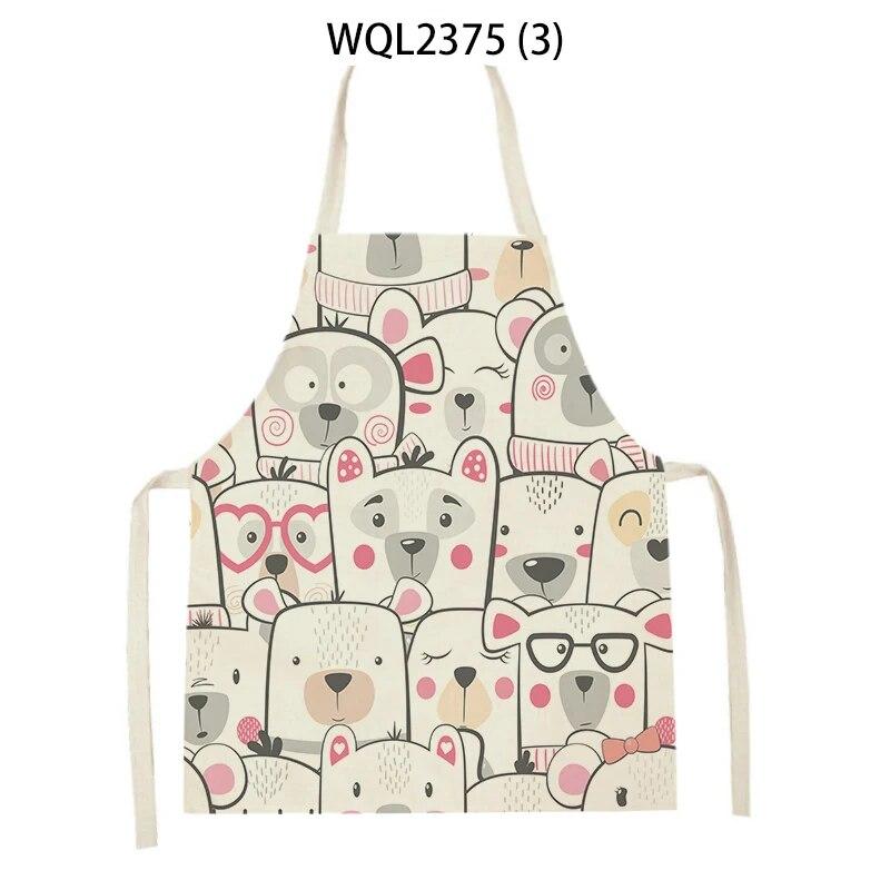 1Pcs Cat Graphic Printed Home Kitchen Apron Linen Sleeveless Antifouling Kids Bib Chef Cooking Baking Apron Home Cleaning Tools