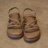 Fashion Sandals Women 2024 New Summer Round Head Ankle Strap Platform Luxury Sandals Casual Non-slip Roman Gladiator Female Ladies Shoes