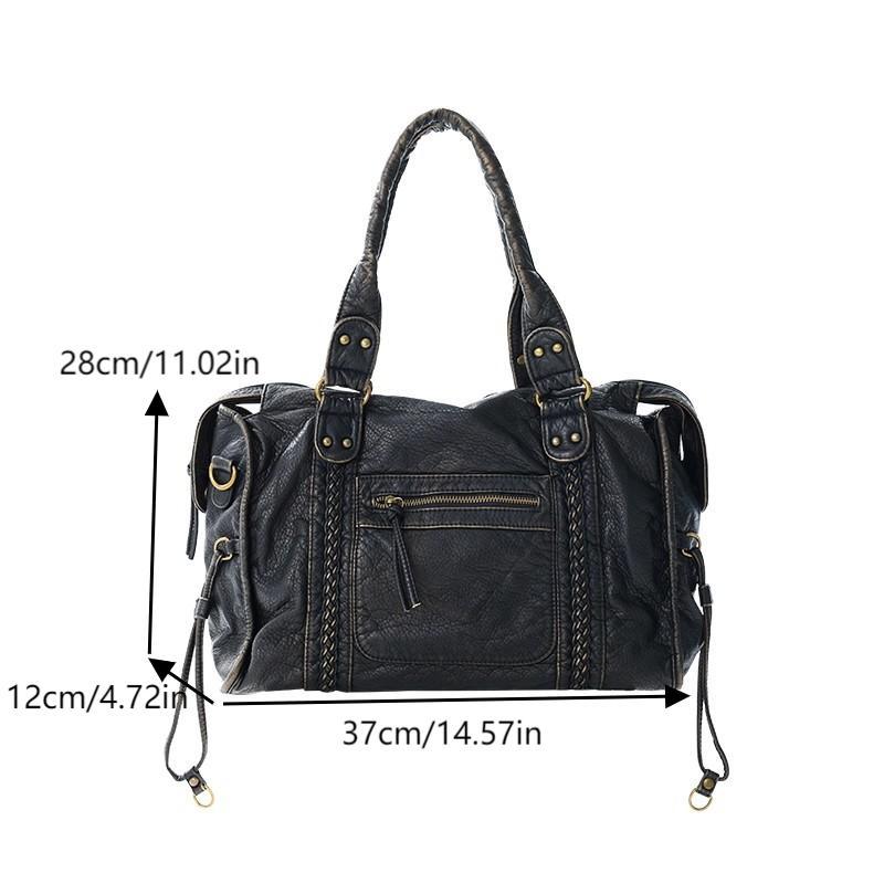Vintage Punk Tragetasche Große Kapazität Weiches Leder Umhängetasche Unisex Schultertasche Tägliche Reise Handtasche Geschenke