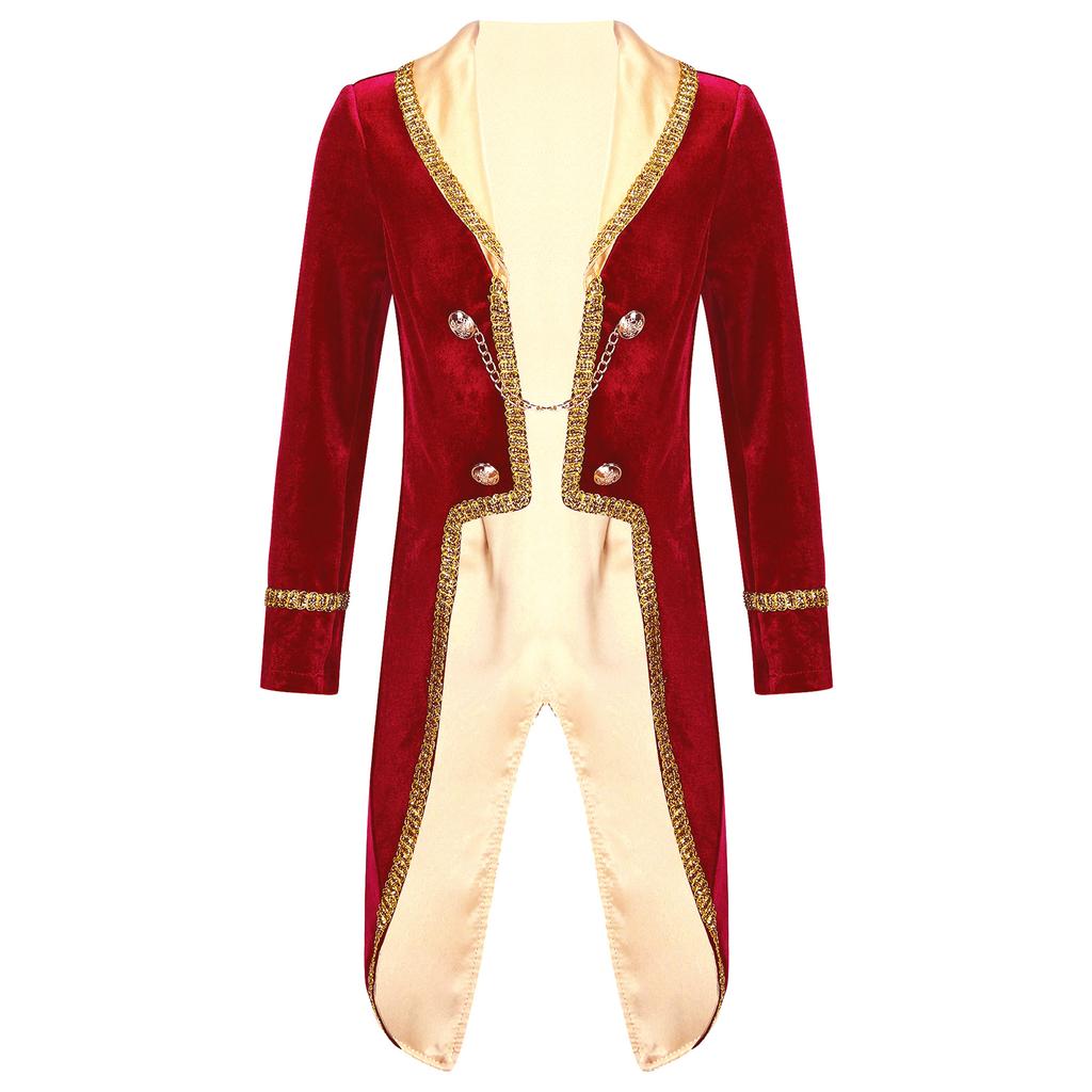 Kids Boys Theme Party Costume: Vintage Royal Prince Tuxedo Coat Long Sleeve, Complete Cosplay Dress Up Set