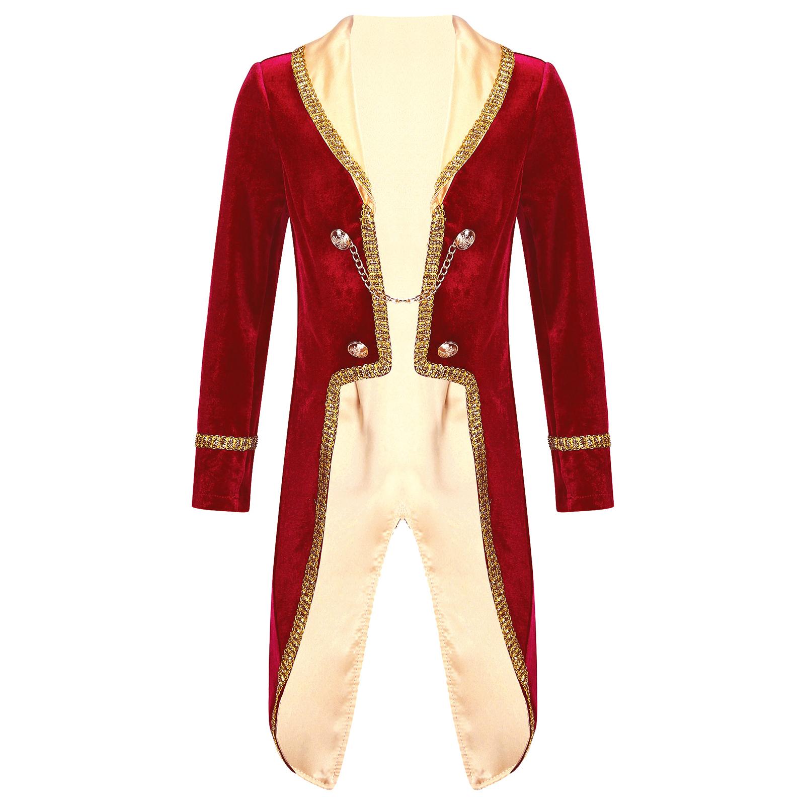 

Boys Prince Costume Vintage Royal Court Cosplay Long Sleeve Tuxedo Coat Theme Party Dress Up Set