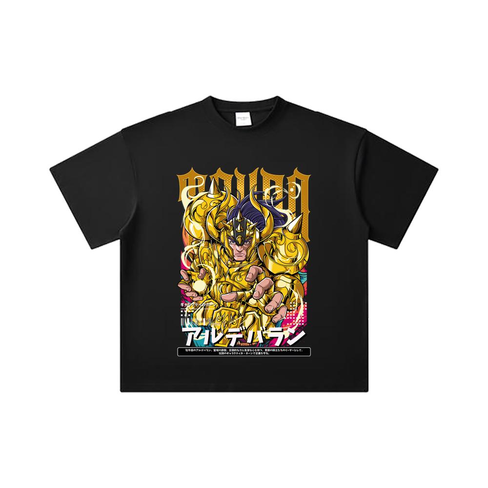 260 GSM Double Yarn 32 Count 100% Cotton Saint Seiya V27 Tauro Print Unisex Heavy Cotton T Shirt