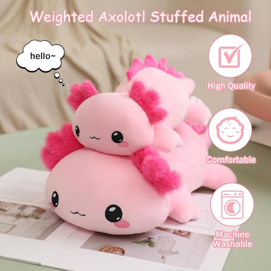 Weighted Axolotl Plush Stuffed Animal Gentle Pink 9.8 Inch Pillow Toy Designed for Adults 0.8 Lbs Adorable Present