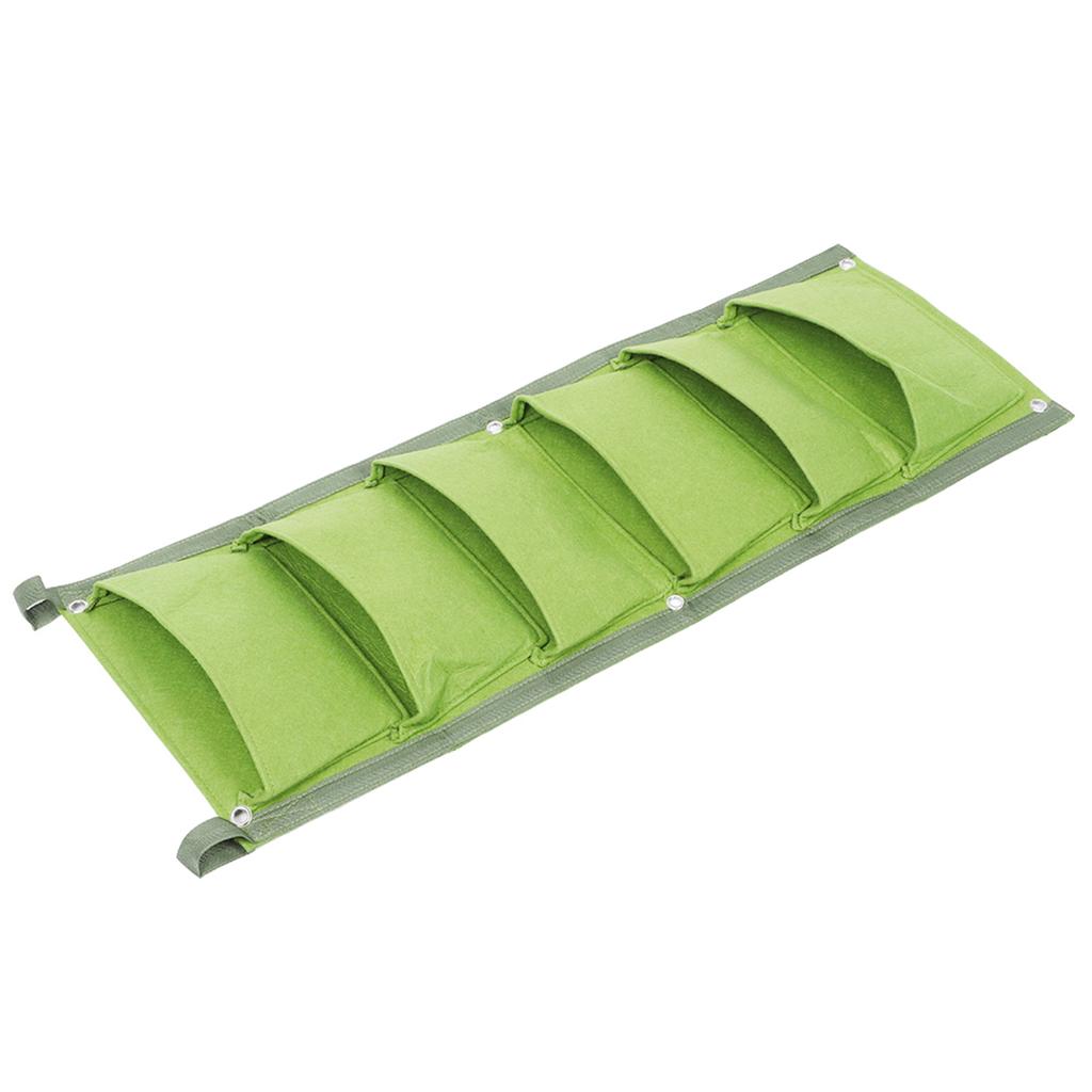 6 Taschen Vertikale Pflanzen Anzuchtsäcke Behälter Wandhängender Pflanzkasten für Außengarten Grün